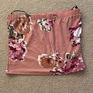 floral strapless crop top